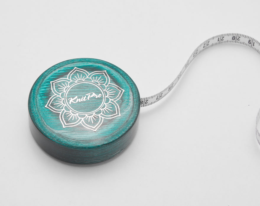 KnitPro - Mindful - Teal Wood Retractable Tape Measure