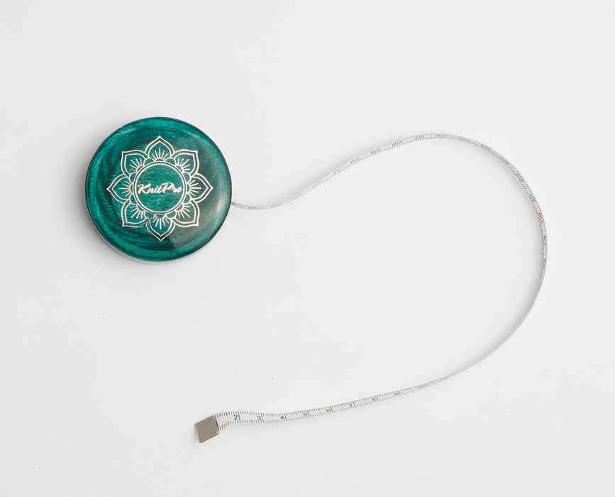 KnitPro - Mindful - Teal Wood Retractable Tape Measure