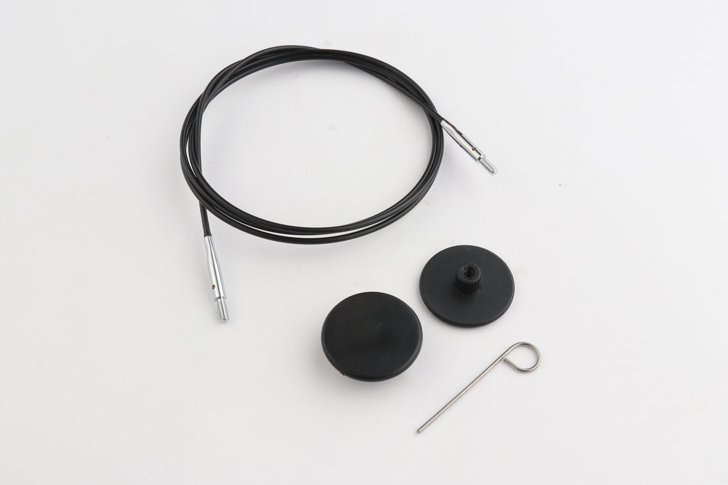 KnitPro - Fixed Cables - Black Nylon-Coated Stainless Steel Silver Connectors