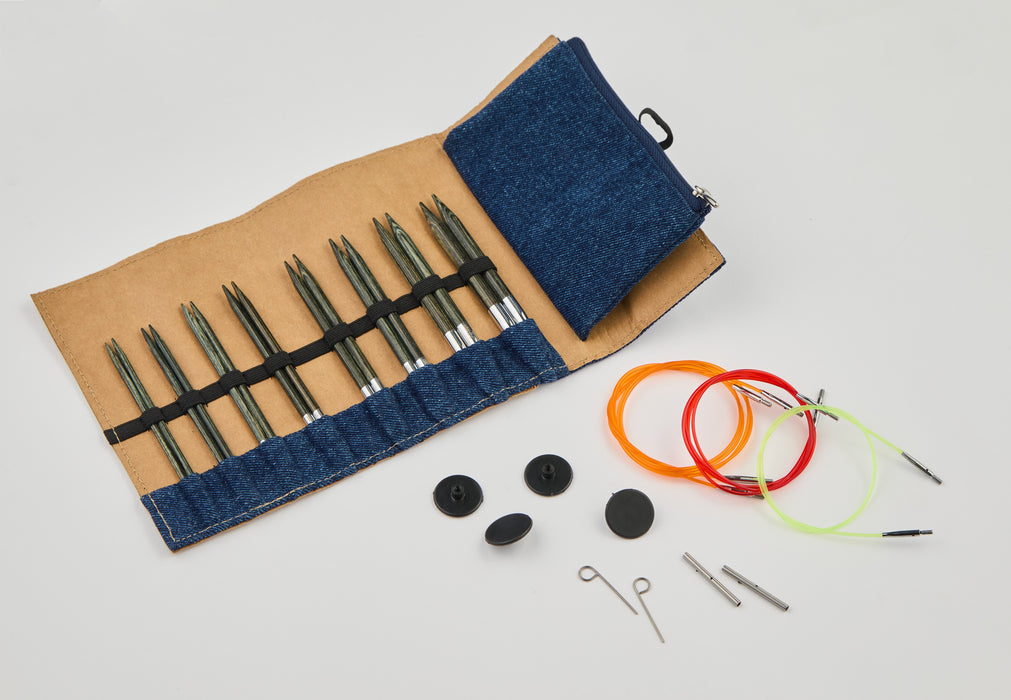 Knitpro - Indigo Wood 5" Normal IC Needle Set