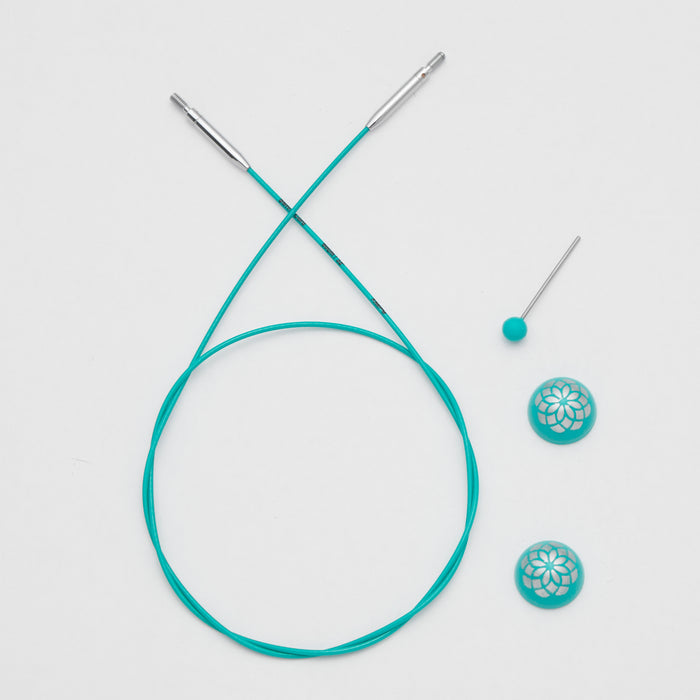 KnitPro - Swivel Cables - Mindful Teal Stainless Steel