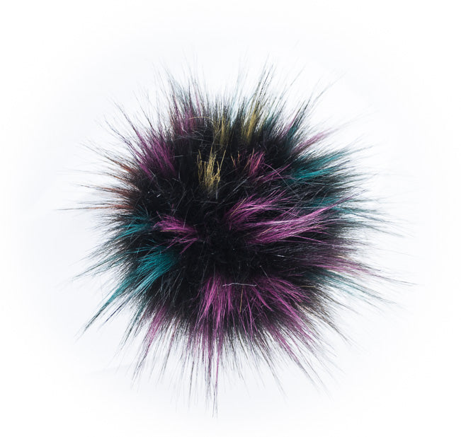 Lovafur - Faux Fur Pom-Poms - Harlequin Black