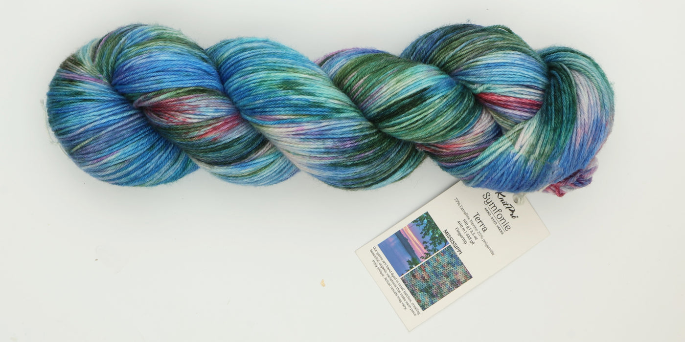 Symfonie Hand Dyed Yarns - Terra Variegated (Superwash Merino & Nylon Sock Yarn) - Mississippi (3.5 oz / 438 yds)