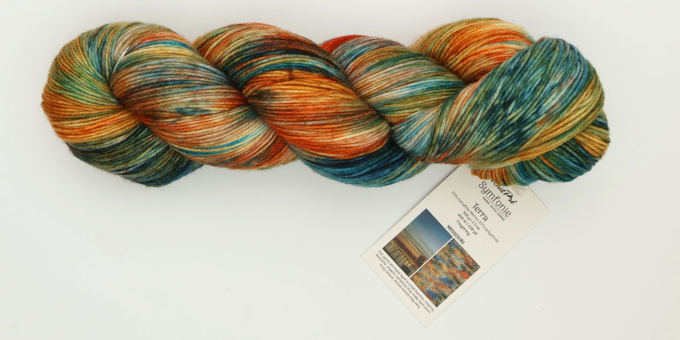Symfonie Hand Dyed Yarns - Terra Variegated (Superwash Merino & Nylon Sock Yarn) - Missouri (3.5 oz / 438 yds)