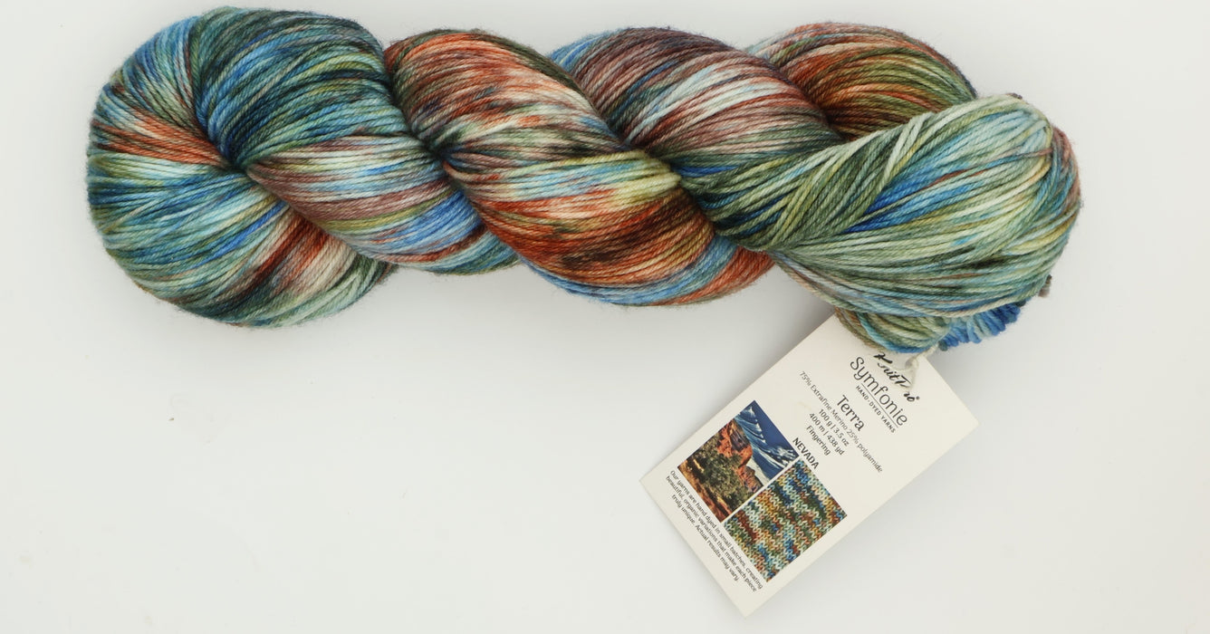 Symfonie Hand Dyed Yarns - Terra Variegated (Superwash Merino & Nylon Sock Yarn) - Nevada (3.5 oz / 438 yds)