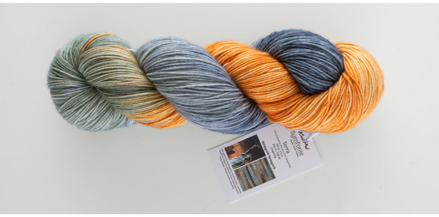 Symfonie Hand Dyed Yarns - Terra Variegated (Superwash Merino & Nylon Sock Yarn) - New York New York
