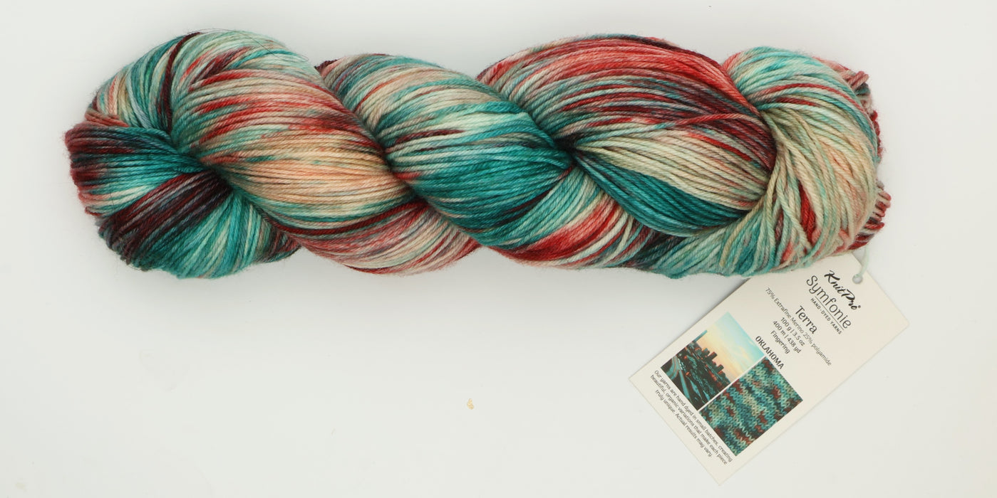 Symfonie Hand Dyed Yarns - Terra Variegated (Superwash Merino & Nylon Sock Yarn) - Oklahoma (3.5 oz / 438 yds)