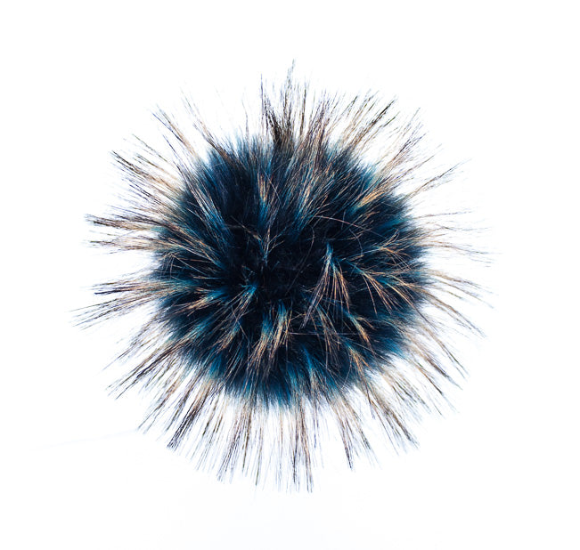 Lovafur - Faux Raccoon Pom-Poms - Dark Blue