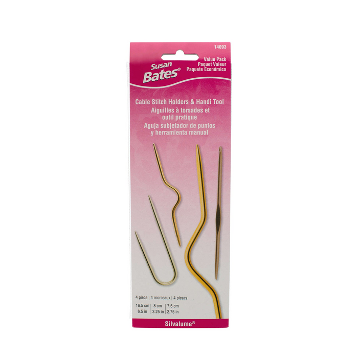 Susan Bates - Cable Stitch Holder Value Pack - Handi-Tool and 3 Asst'd Sized Holders
