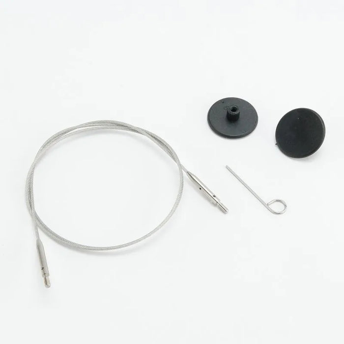 KnitPro - GlideX - Stainless Steel Fixed Cables  - Silver Connector (with 1 cable key & 2 end caps)