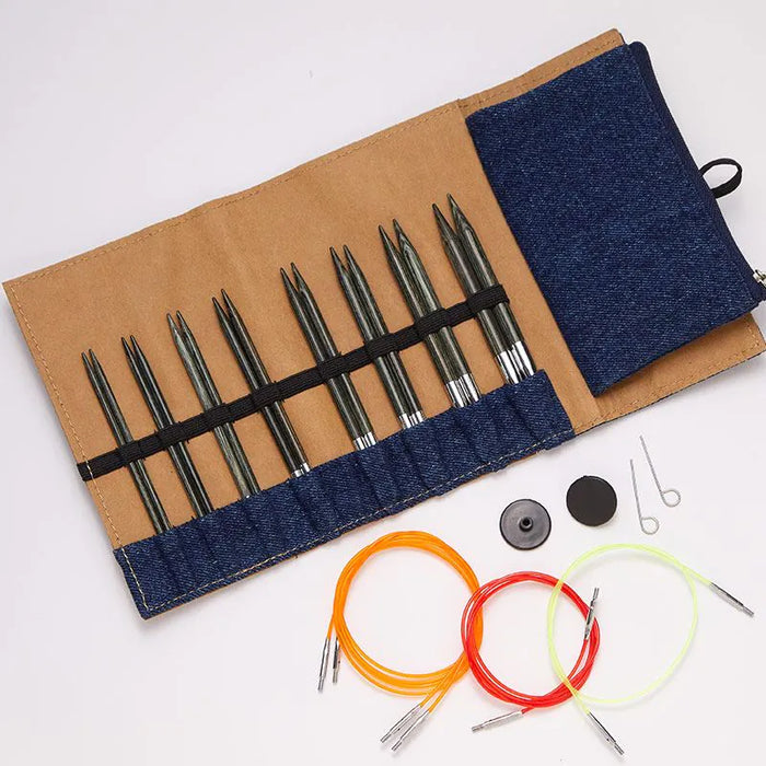 Knitpro - Indigo Wood 5" Normal IC Needle Set