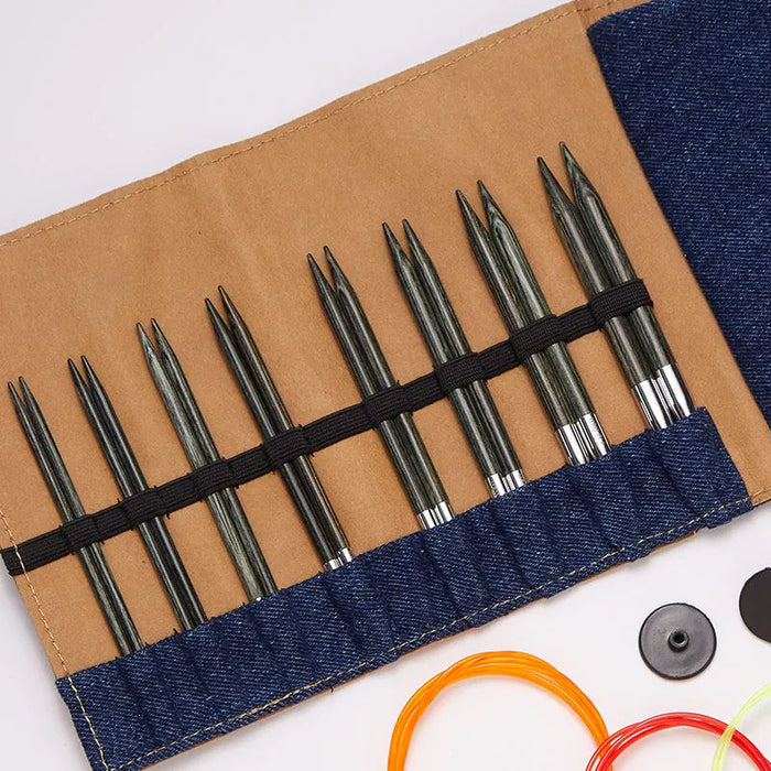 Knitpro - Indigo Wood 5" Normal IC Needle Set