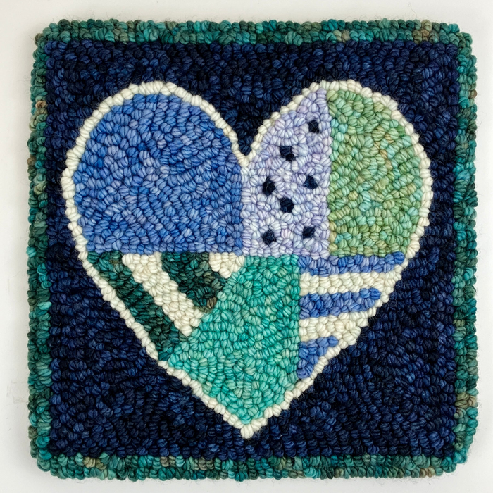 Oxford - Punch Needle Kit - Patchwork Heart Blue