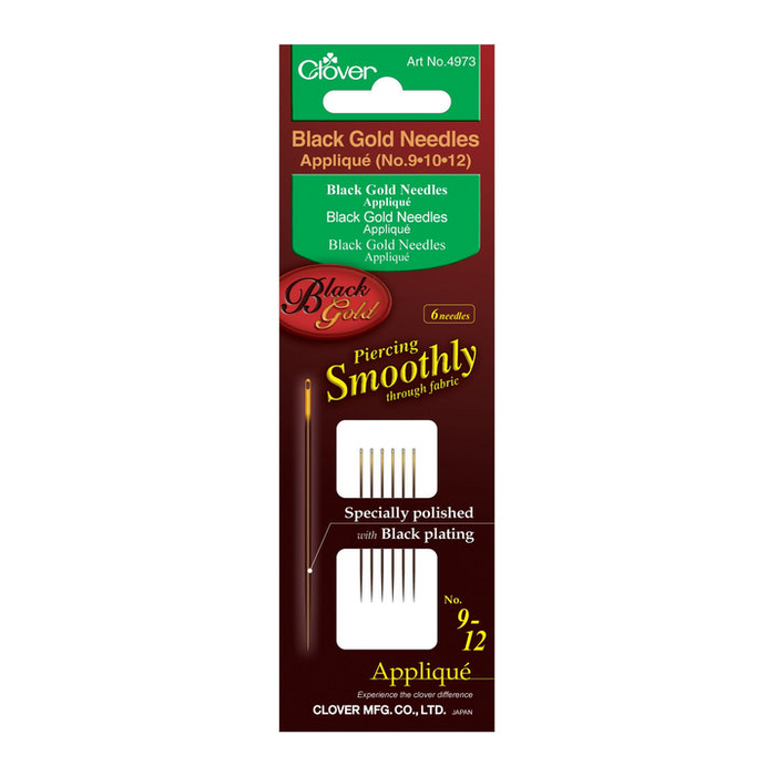 Clover Black Gold Hand Sewing Needles (Applique/Sharps) 9,10,12