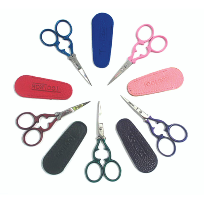 ToolTron - 3.5" Victorian Scissors - Assorted Colors with "Free" Leather Sheath